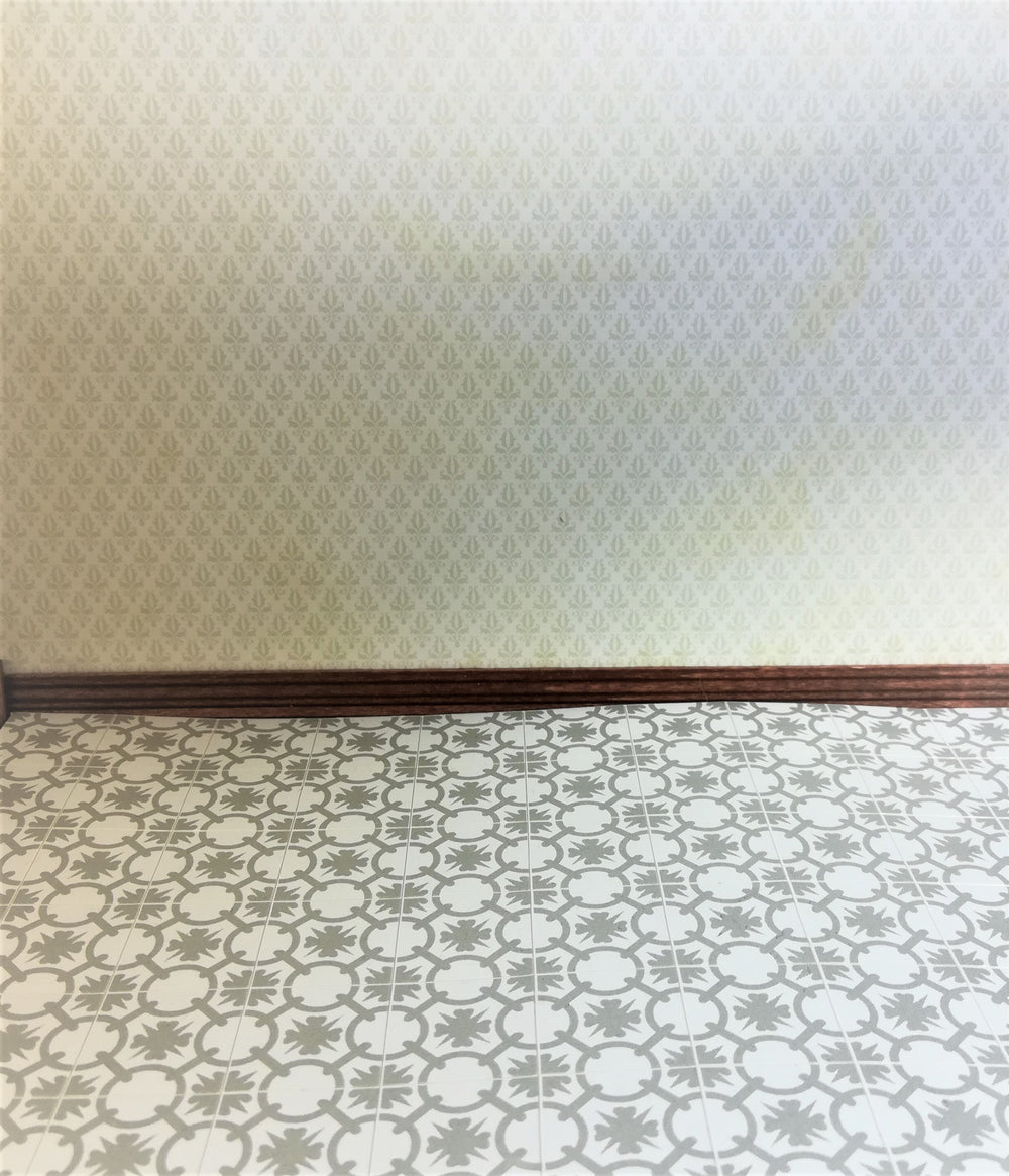 Dollhouse Miniature Tile Flooring Sheet Gray & White 1:12 Scale Break Off Pieces