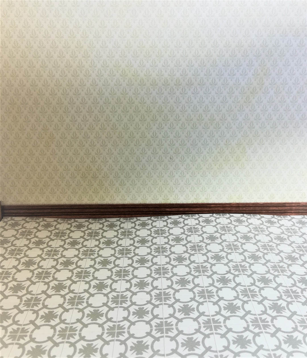 Dollhouse Miniature Tile Flooring Sheet Gray & White 1:12 Scale Break Off Pieces