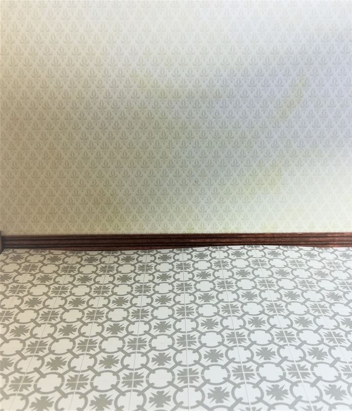 Dollhouse Miniature Tile Flooring Sheet Gray & White 1:12 Scale Break Off Pieces