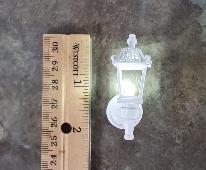 Dollhouse Miniature Battery Light Coach Lamp White Metal Large 2" 1:12 Scale
