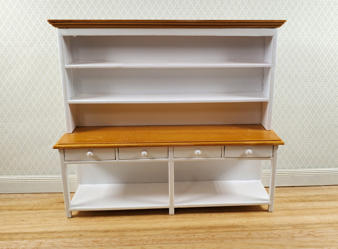 Dollhouse Georgian Welsh Dresser Kitchen Cupboard 1:12 Scale Miniature White Finish Dollhouse Georgian Welsh Dresser Kitchen Cupboard 1:12 Scale Miniature White Finish