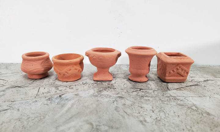 Dollhouse Terra Cotta Pots Planters Set of 5 Unglazed 1:12 Scale Miniatures