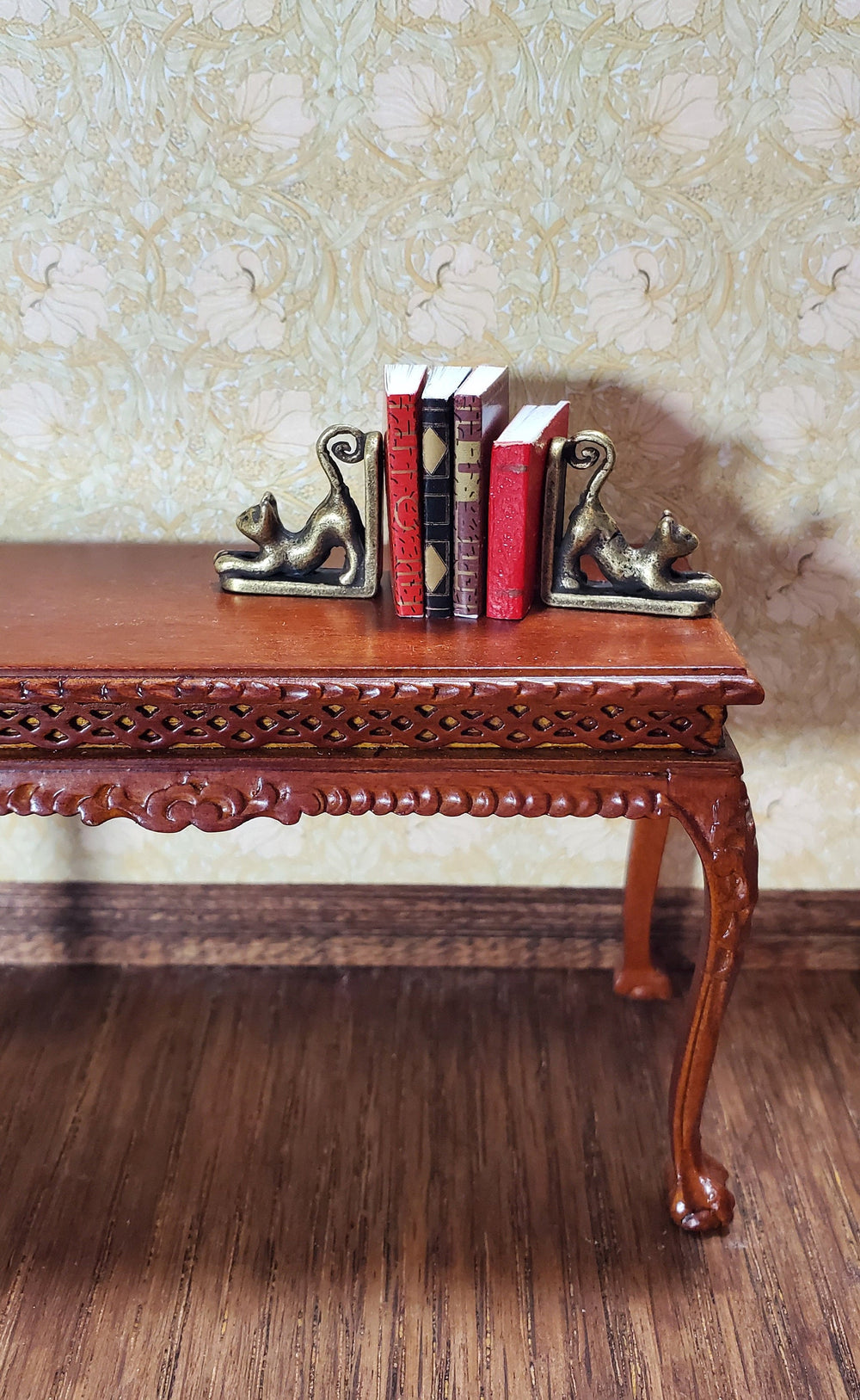 Dollhouse Miniature Kitty Cat Bookends Antique Bronze 1:12 Scale Accessory