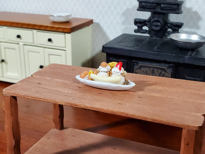 Dollhouse Banana Split Ice Cream Sundae 2 Scoops LARGE Miniature Dessert Food