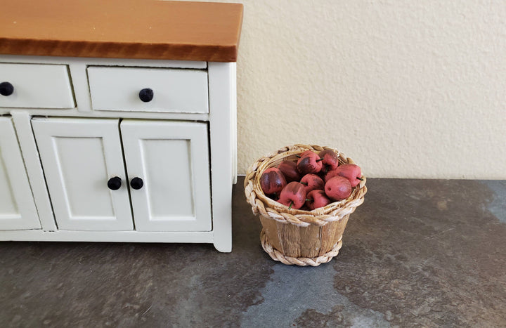 Dollhouse Red Apples in a Bushel Basket 1:12 Scale Miniatures Food Grocery