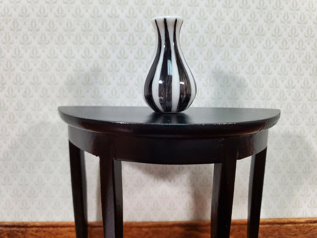 Dollhouse Black & White Vase Ceramic LARGE Modern Use in 1:12 or 1/6 Scale