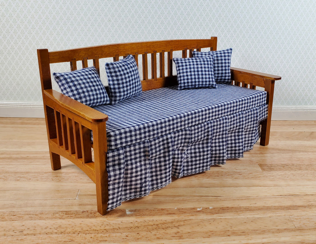 Dollhouse Day Bed with Pillows Walnut Finish 1:12 Scale Miniature Furniture