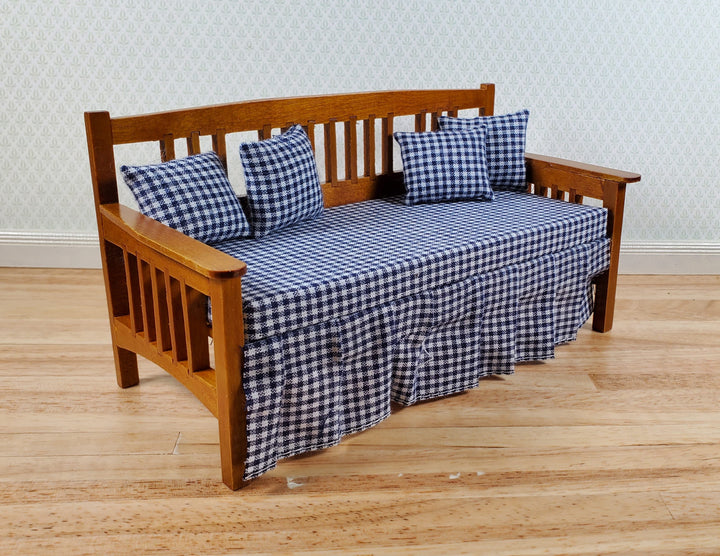Dollhouse Day Bed with Pillows Walnut Finish 1:12 Scale Miniature Furniture
