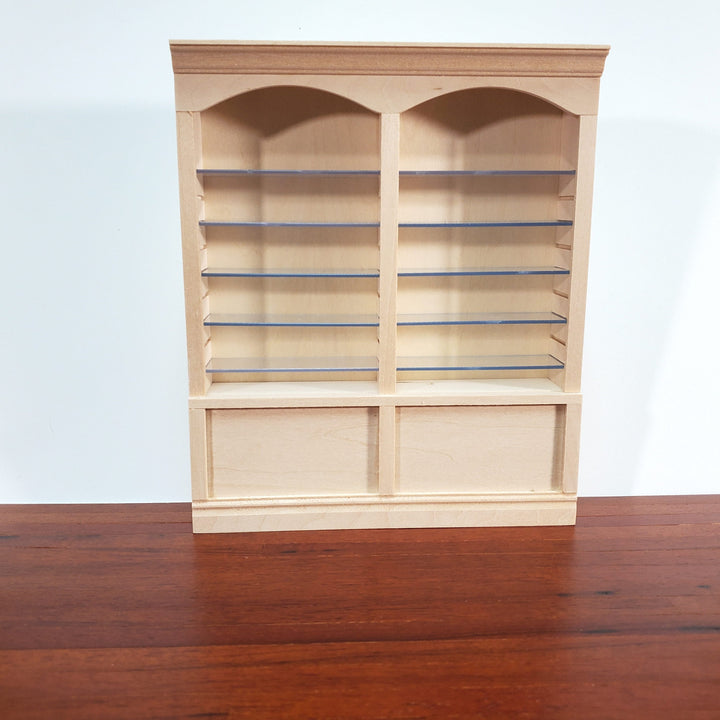 Dollhouse Bookshelf or Shop Shelves 2 Bay 10 Adjustable Shelves 1:12 Scale Furniture Unpainted Unfinished