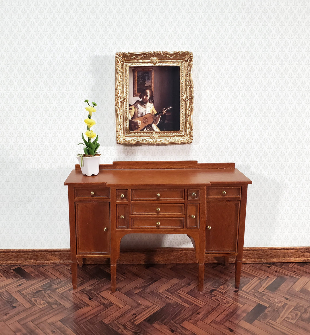 Miniature Vermeer Framed Print The Guitar Player 1:12 Scale Dollhouse Decor