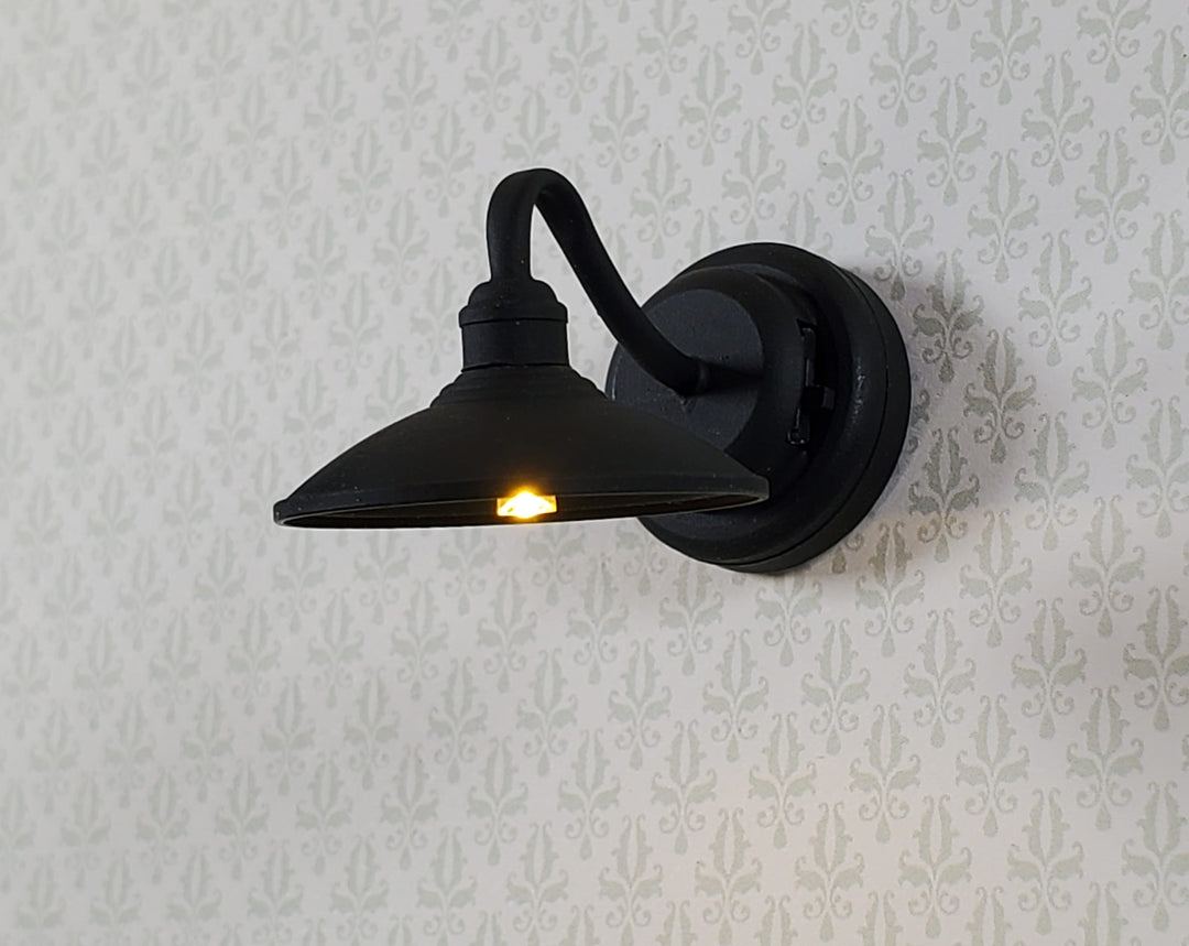 Dollhouse Battery Barn Light Industrial Black Wall Sconce 1:12 Scale Miniature