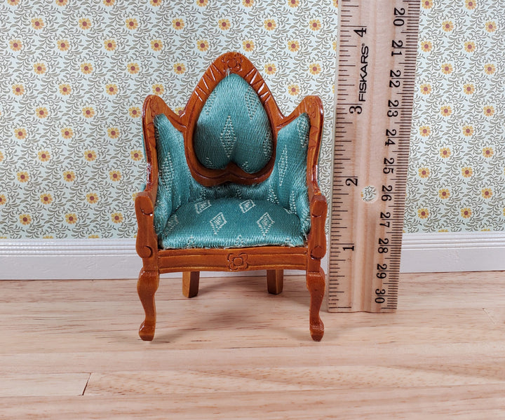 Dollhouse Victorian Living Room Set Green Sofa Chairs Tables 1:12 Scale Furniture