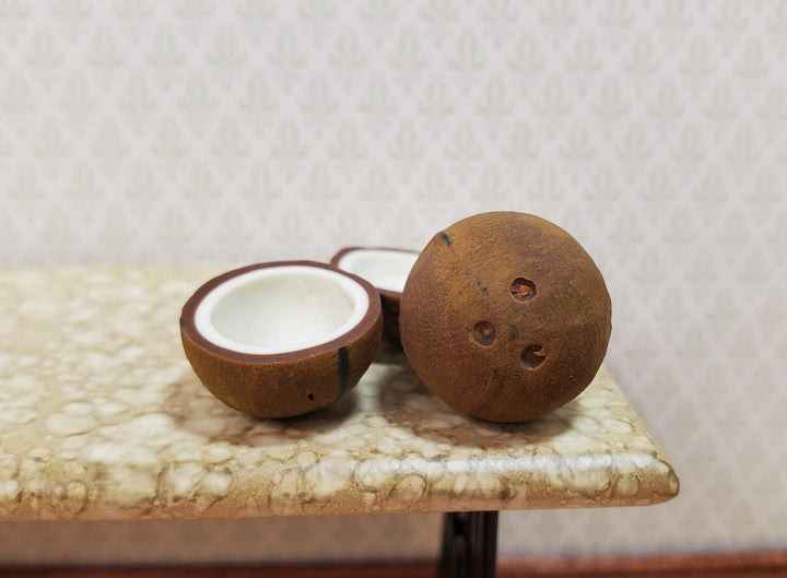 Dollhouse Coconuts 1 Whole 2 Halves1:12 Scale Miniature Food