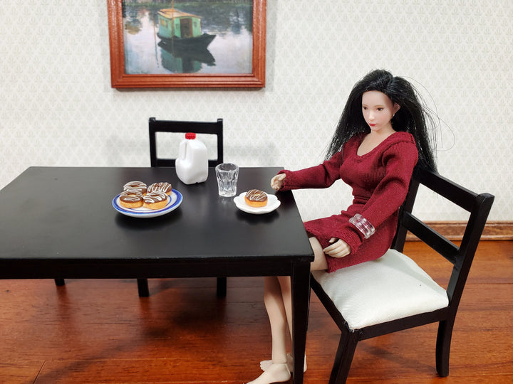 Dollhouse Donuts x5 Chocolate Frosted White Drizzle 1:12 Scale Miniature Food