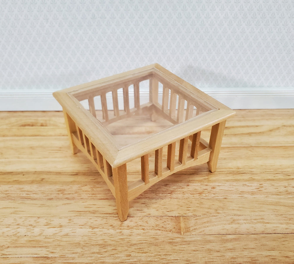 Dollhouse Modern Coffee Table Square Light Oak Finish 1:12 Scale Miniature Furniture