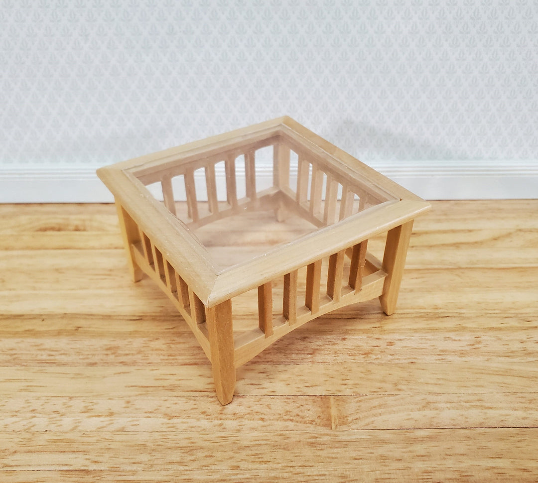 Dollhouse Modern Coffee Table Square Light Oak Finish 1:12 Scale Miniature Furniture