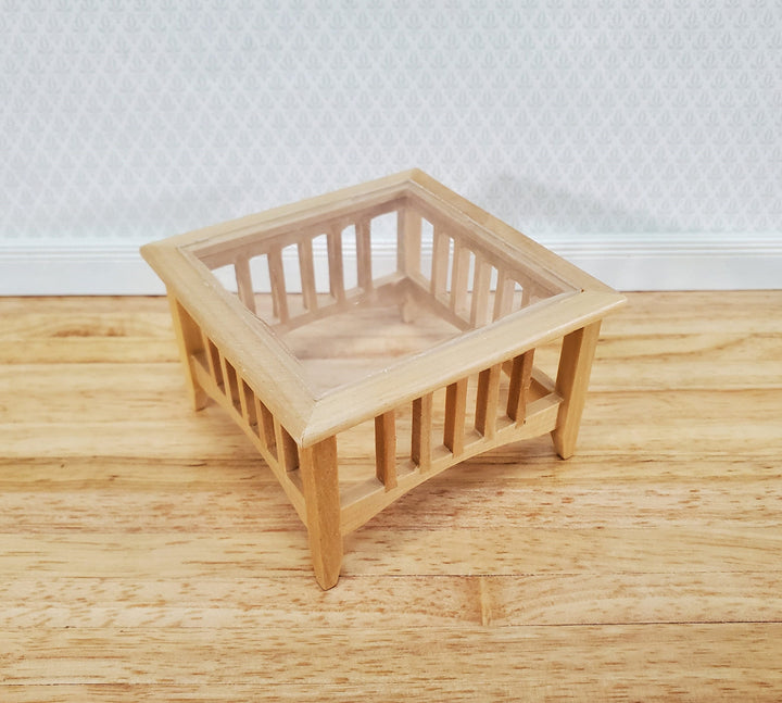 Dollhouse Modern Coffee Table Square Light Oak Finish 1:12 Scale Miniature Furniture