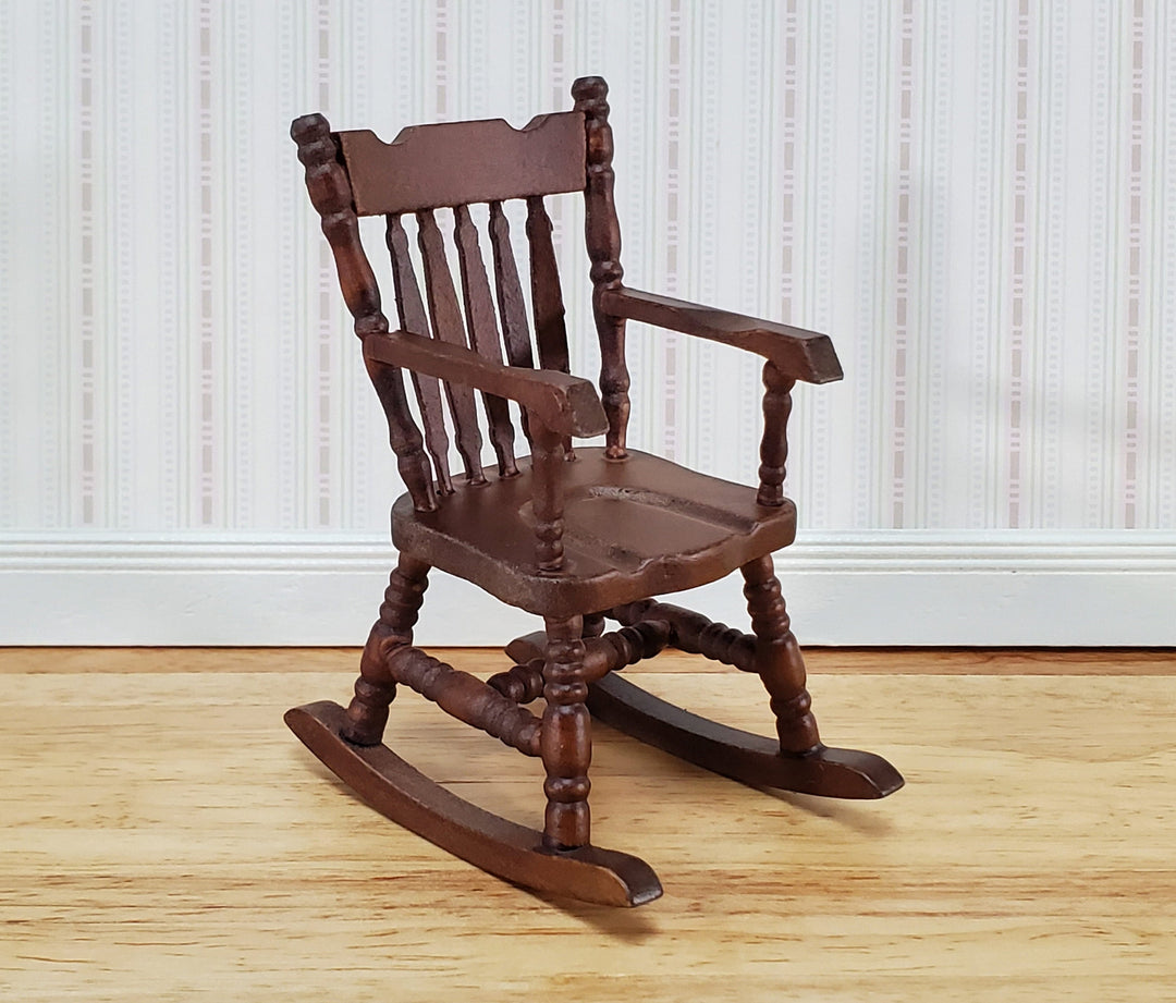 Dollhouse Rocking Chair Boston Style Rocker Walnut Finish 1:12 Scale Miniature Furniture