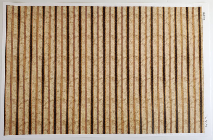 Dollhouse Wallpaper Striped Black Gold Brown 1:12 Scale Itsy Bitsy Miniatures