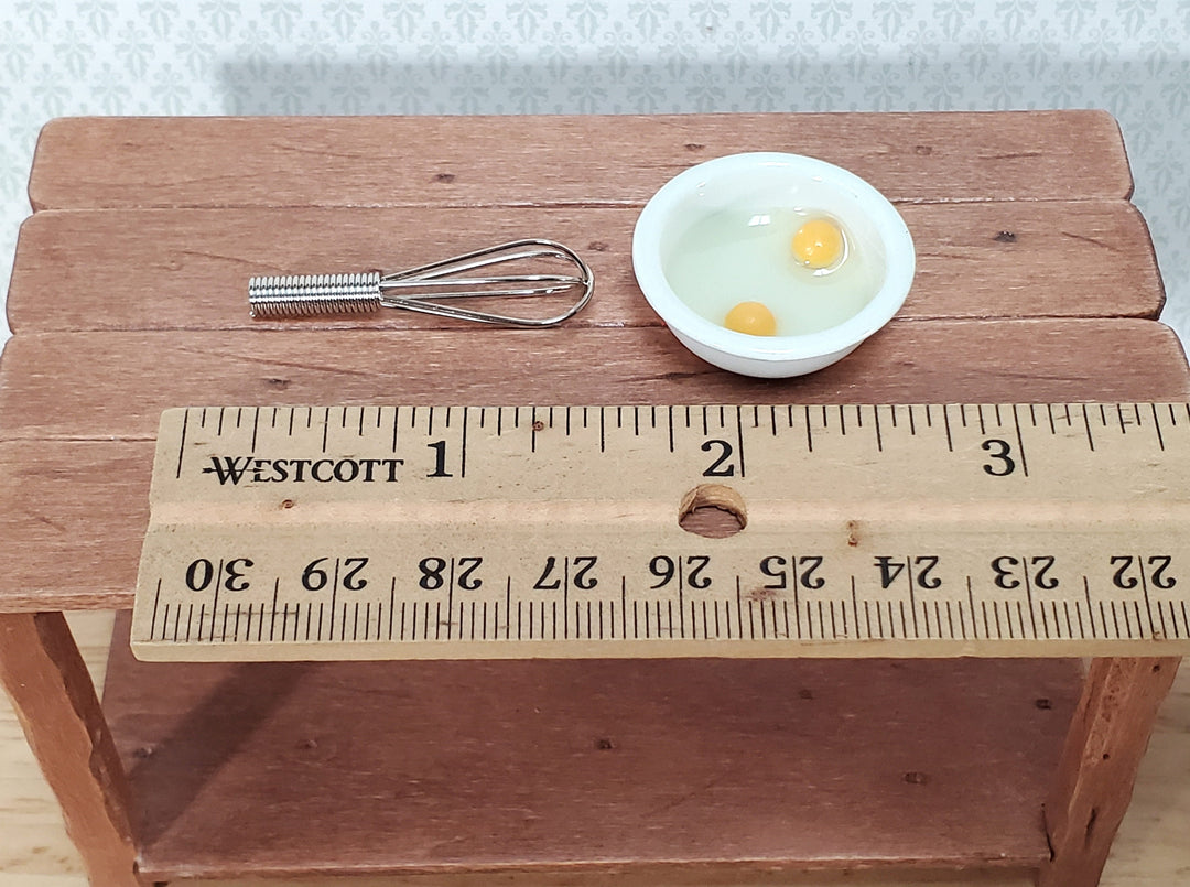 Miniature 1:6 Scale Whisk with Bowl and Cracked Eggs Playscale Fashion Doll Size
