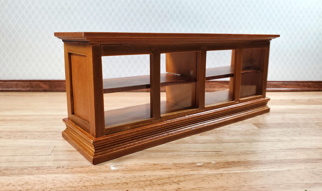 Dollhouse Low Display Counter for Bakery Store or Shop 1:12 Scale Walnut Finish Miniature Furniture