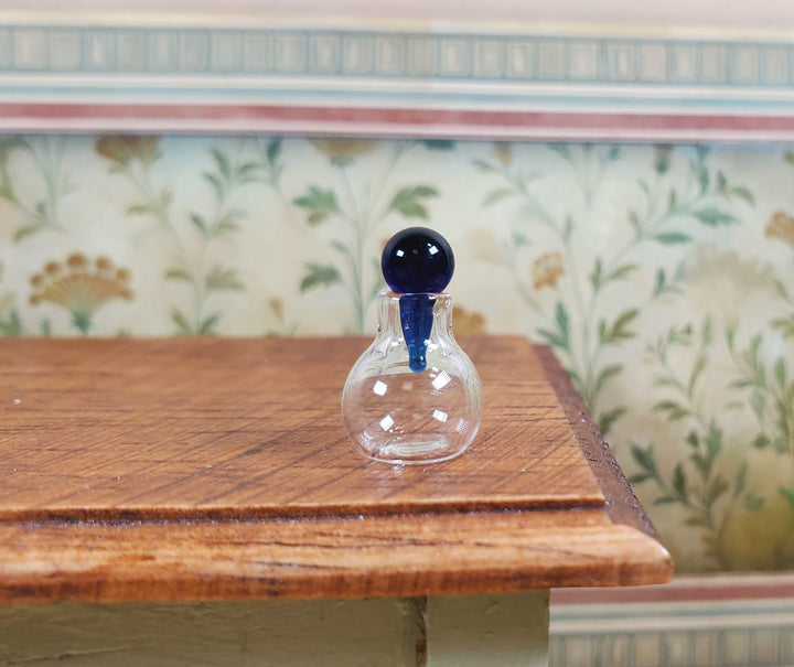 Dollhouse Small Round Bottom Jar with Cobalt Blue Stopper 1:12 Scale Miniature