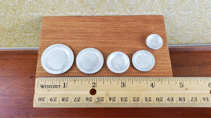 Dollhouse Miniature Metal Plates & Bowls x5 1:12 Scale Dishes Cast White Metal