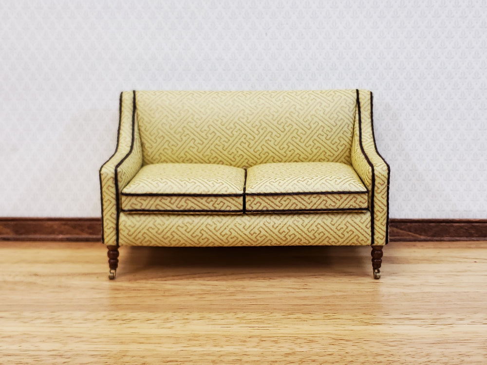 JBM Dollhouse Sofa Couch Retro Style Pale Yellow/Cream 1:12 Scale Miniature Furniture