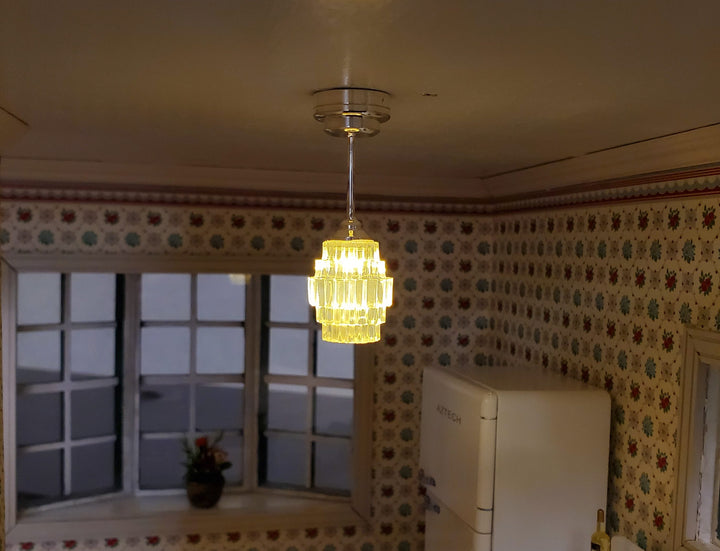 Dollhouse Chandelier Ceiling Light Art Deco Style Battery Operated 1:12 Scale