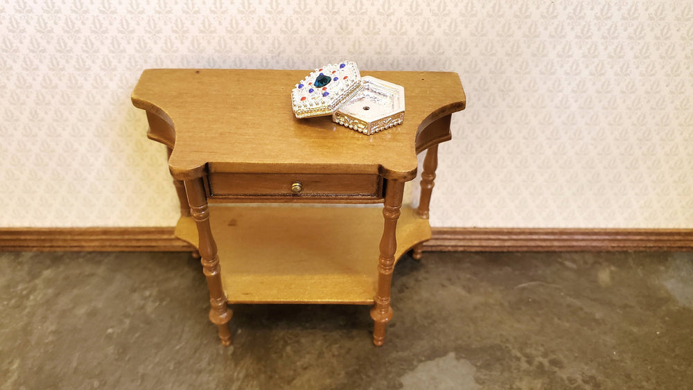 Dollhouse Jewelry Box with Jewels Large Silver with Opening Lid 1:12 Scale