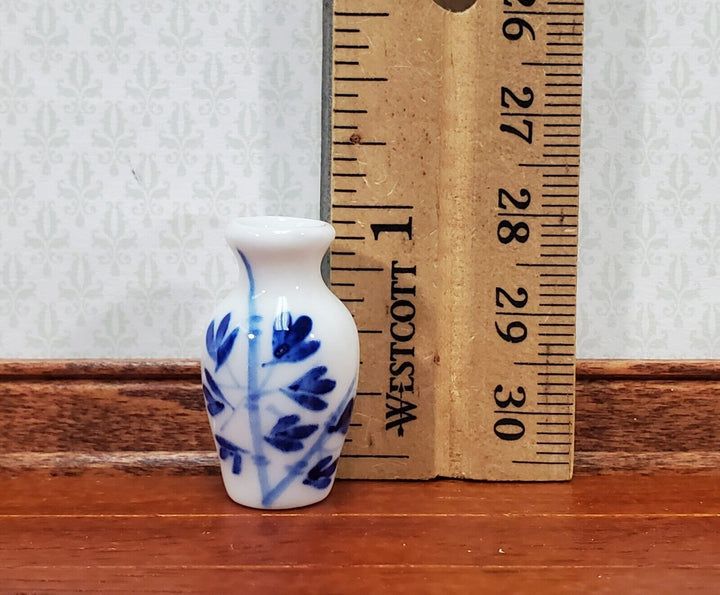 Dollhouse Blue & White Decorative Vase for Flowers Tall 1:12 Scale Miniature