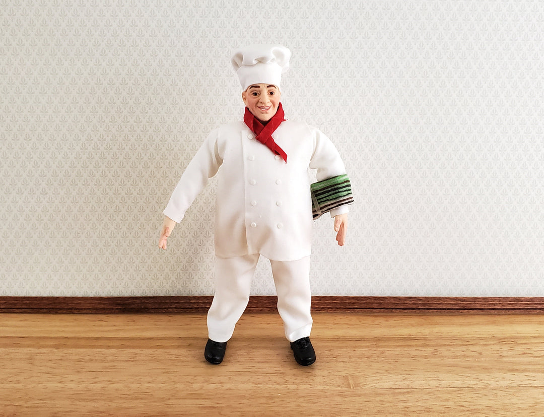Dollhouse Miniature Cook Chef Male Doll Resin Body Cloth Clothes 1:12 Scale Falcon Miniatures