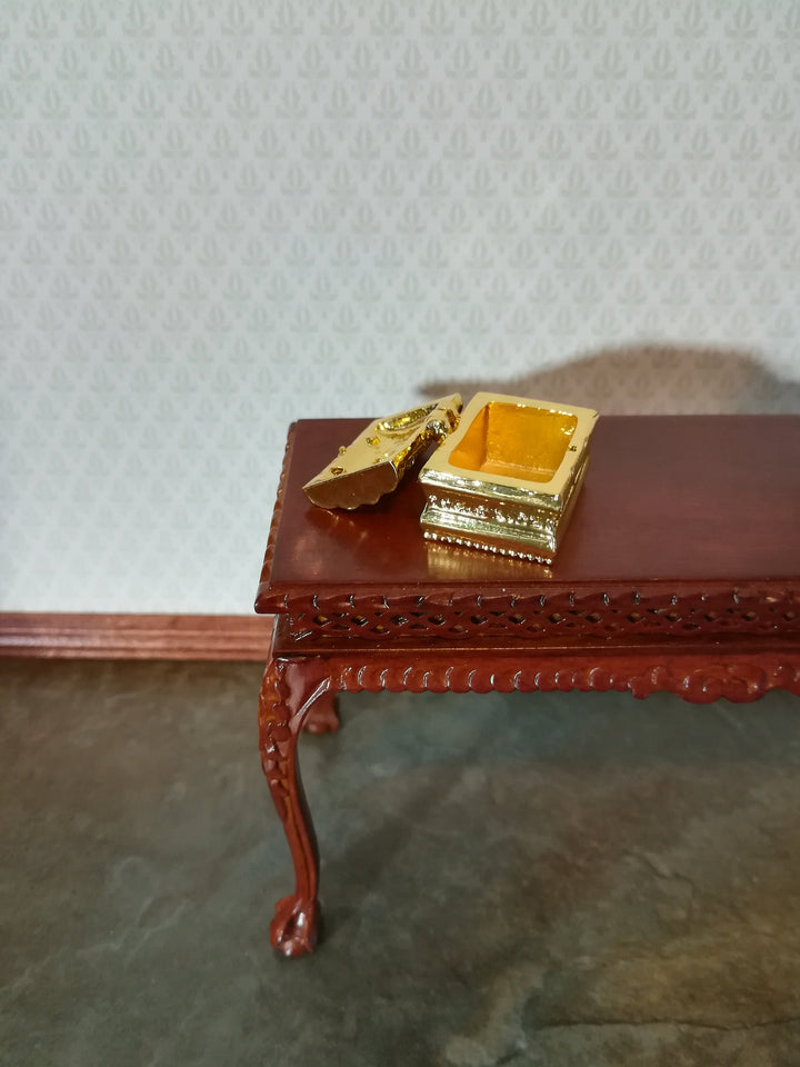 Dollhouse Treasure Chest or Jewelry Box Large Gold with Opening Lid 1:12 Scale