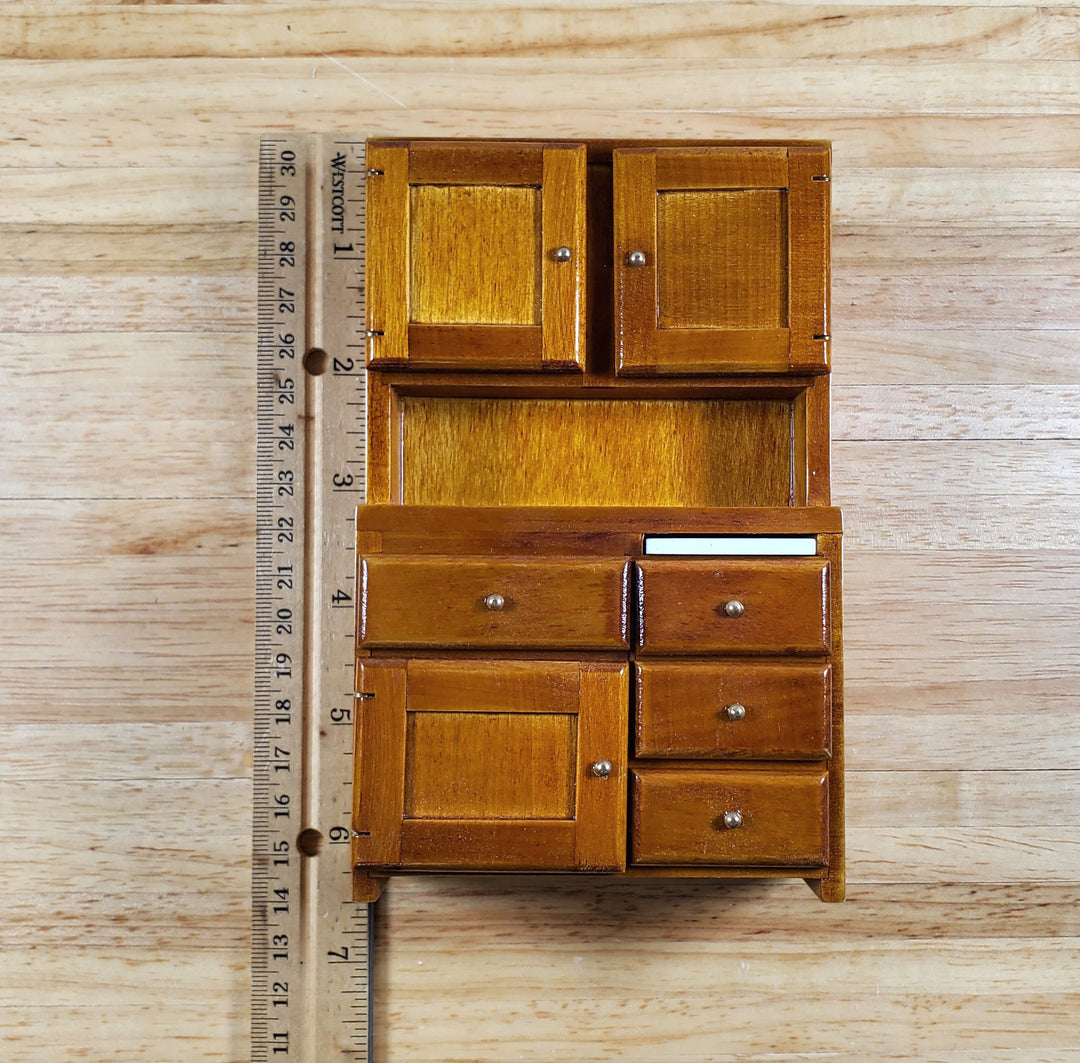 Dollhouse Kitchen Set Sink Fridge Table Chair 1:12 Scale Furniture Walnut Finish