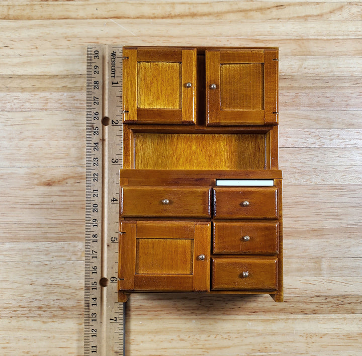 Dollhouse Kitchen Set Sink Fridge Table Chair 1:12 Scale Furniture Walnut Finish