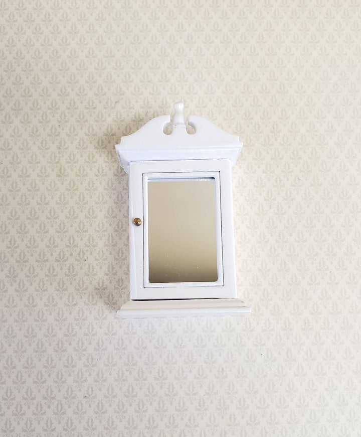 Dollhouse Miniature Medicine Cabinet Hanging White Shelves with Mirror 1:12 Scale Bathroom