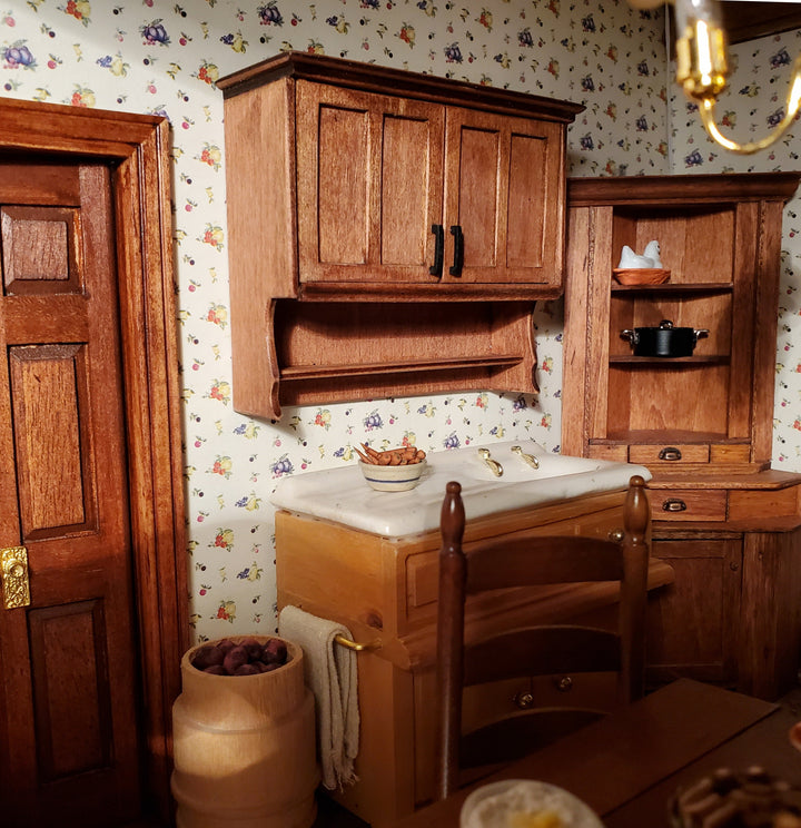 Dollhouse Cupboard KIT DIY Hanging 2 Door Kitchen Cabinet 1:12 Scale Miniature
