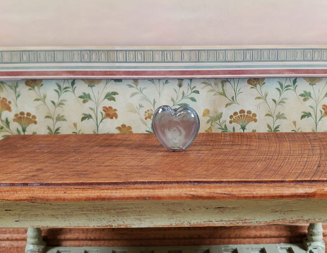 Dollhouse Heart Shaped Glass Bud Vase Smoky Gray 1:12 Scale Miniature