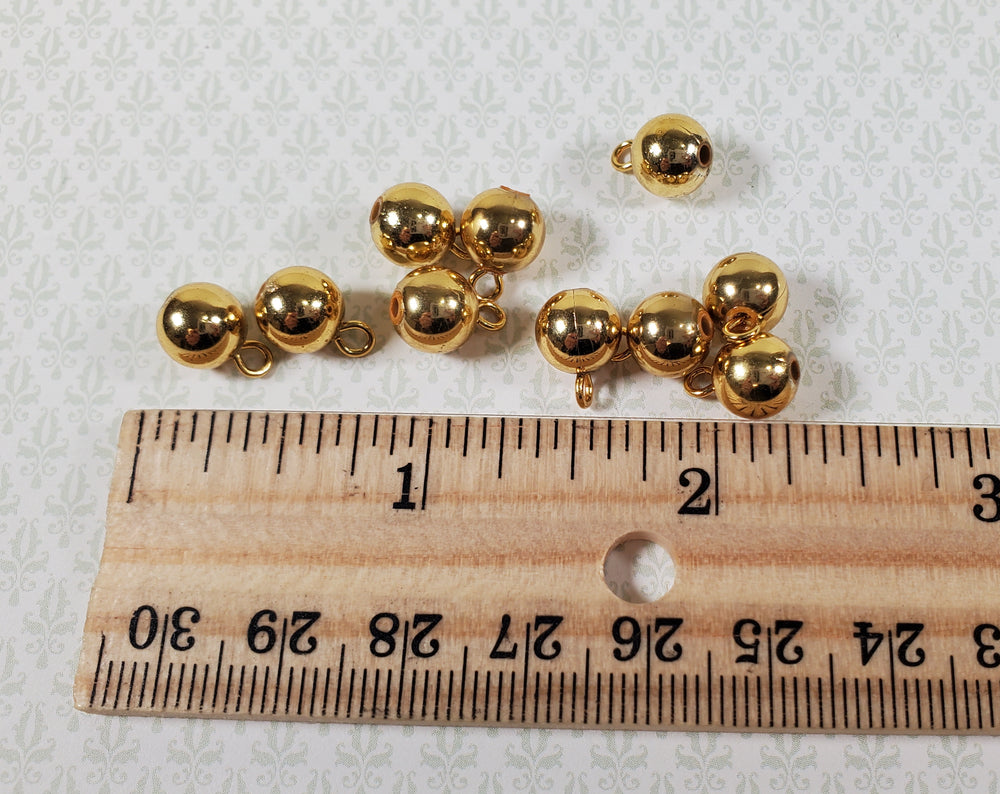 Dollhouse Christmas Ornaments Set of 12 Gold Colored Bulbs 1:12 Scale Miniatures