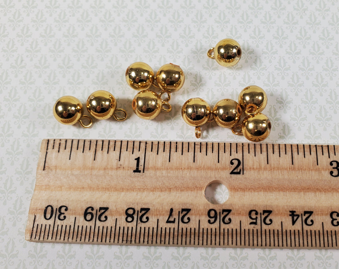 Dollhouse Christmas Ornaments Set of 12 Gold Colored Bulbs 1:12 Scale Miniatures
