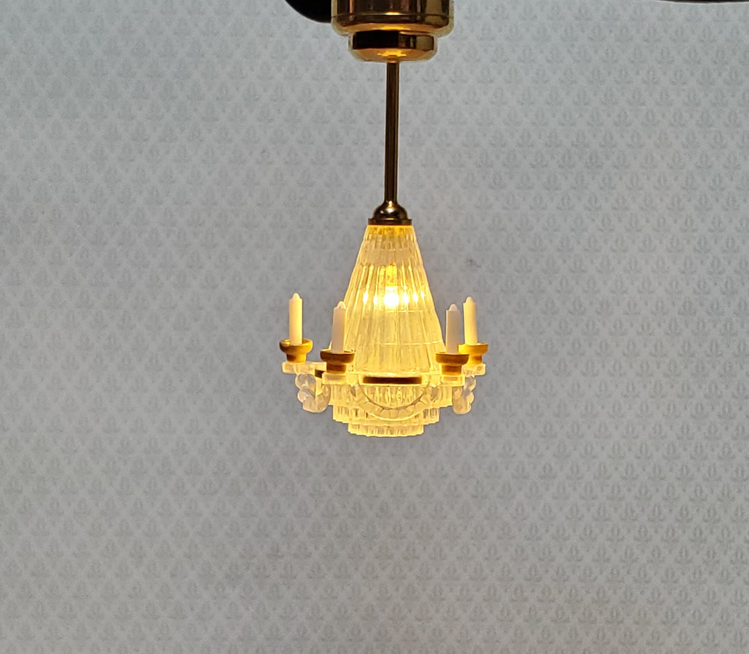 Dollhouse Chandelier Ceiling Light with Candles Battery Operated 1:12 Scale