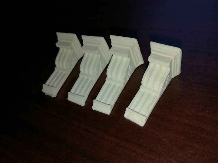 Dollhouse Decorative Corbels Hard Cast Plaster 1:12 Scale Miniature Set of 4