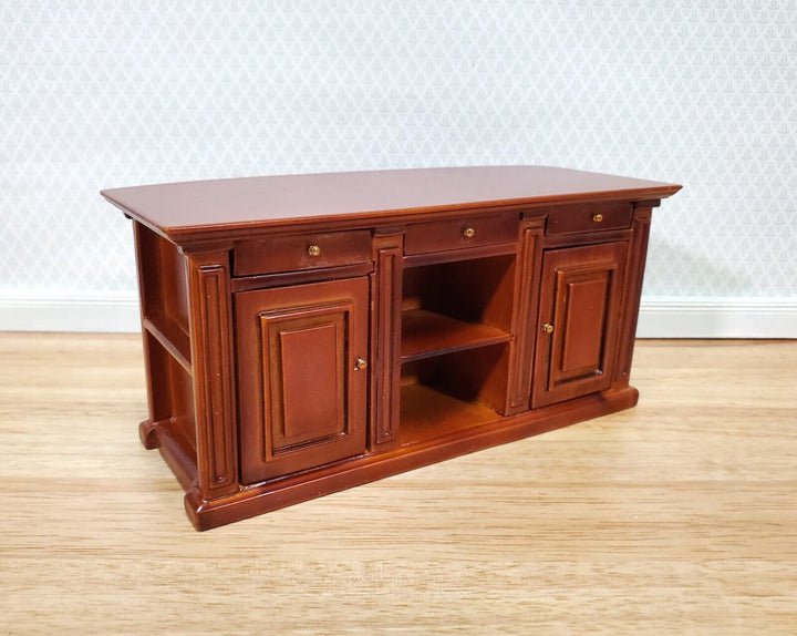 Dollhouse Kitchen Bar Island Large Walnut Finish 1:12 Scale Miniature Furniture