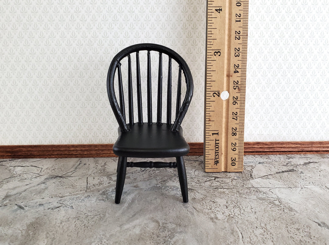 Dollhouse Windsor Spindle Back Kitchen Chair Black 1:12 Scale Miniature Furniture