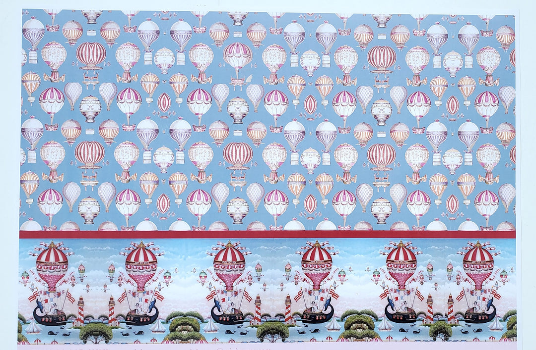 Dollhouse Wallpaper Hot Air Balloons & Whales Nursery by World Model 3555