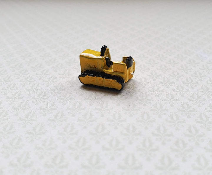 Dollhouse Miniature Bulldozer Tractor Toy Yellow & Black Metal 1:12 Scale