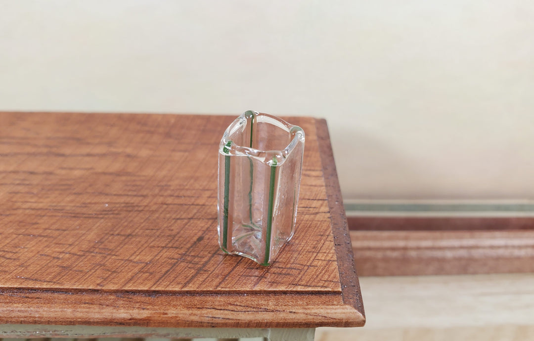Dollhouse Green & Brown Striped Square Modern Vase 1:12 Scale Miniature Decor