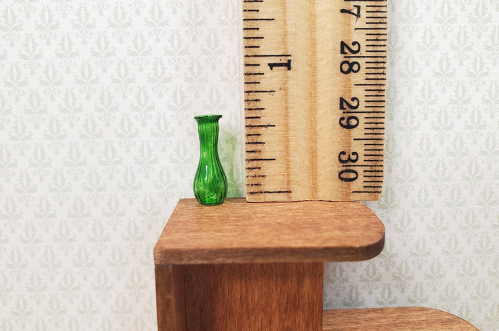 Dollhouse Ridged Green Glass Bud Vase 1:12 Scale Miniature Flowers Decoration