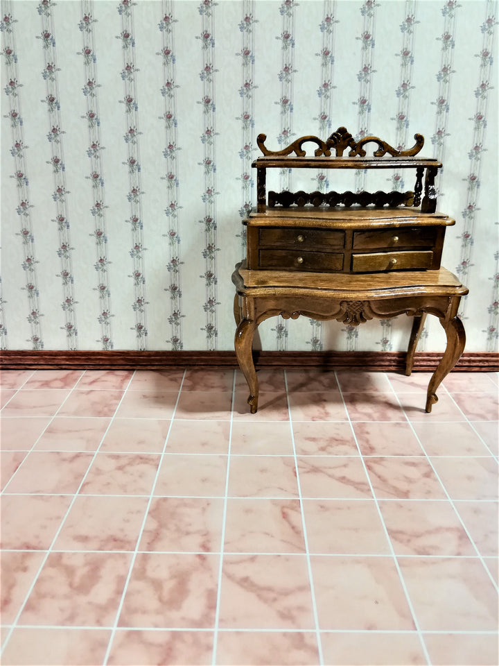Dollhouse Pink Marble Square Tile Floor Embossed Cardstock Glossy 1:12 Scale