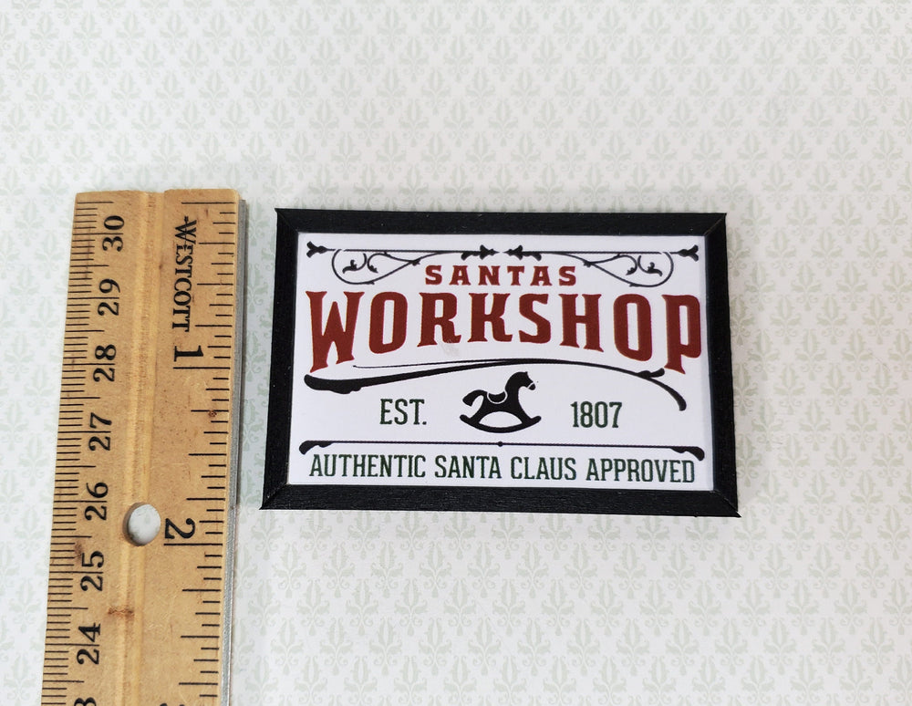 Miniature Santa's Workshop Wood Sign for Dollhouse 2.75" x 1.75" Handcrafted